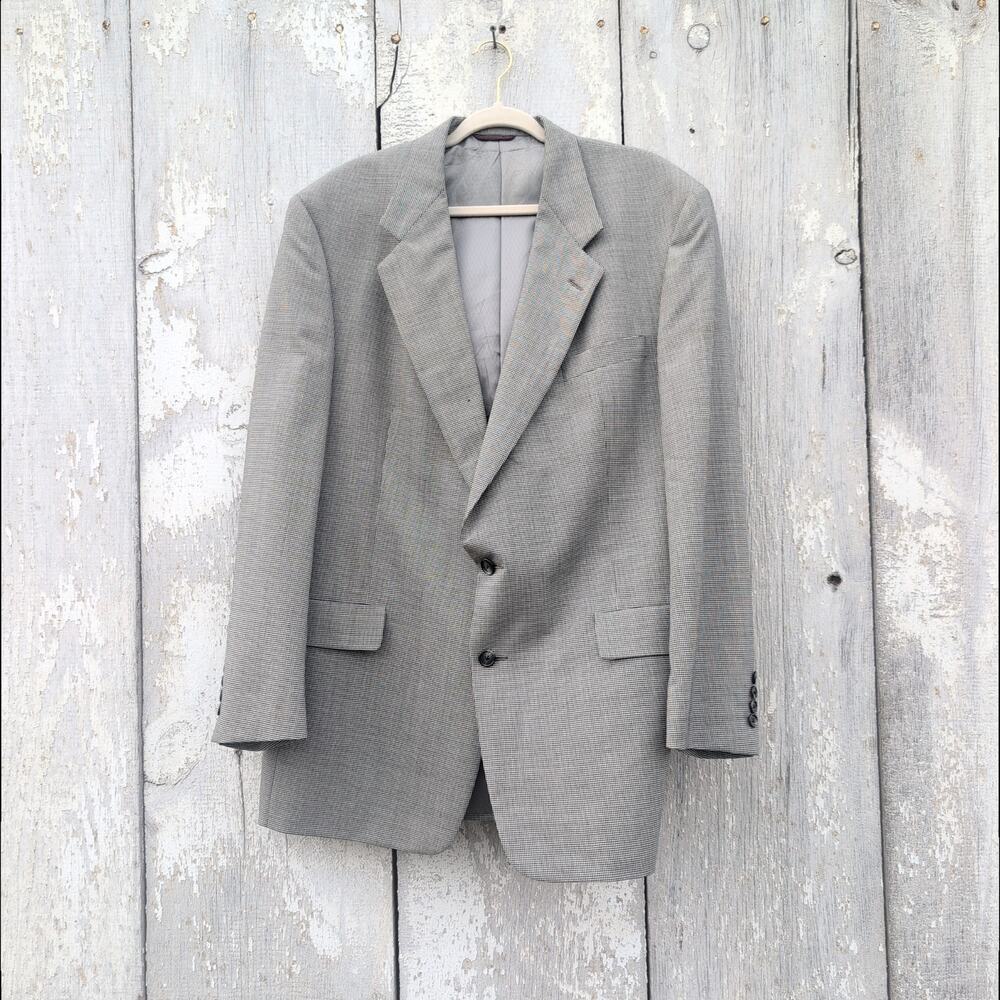 Vtg Hart Schaffner Marx Union Made In USA Houndstooth Check Sport Coat Men's 46L